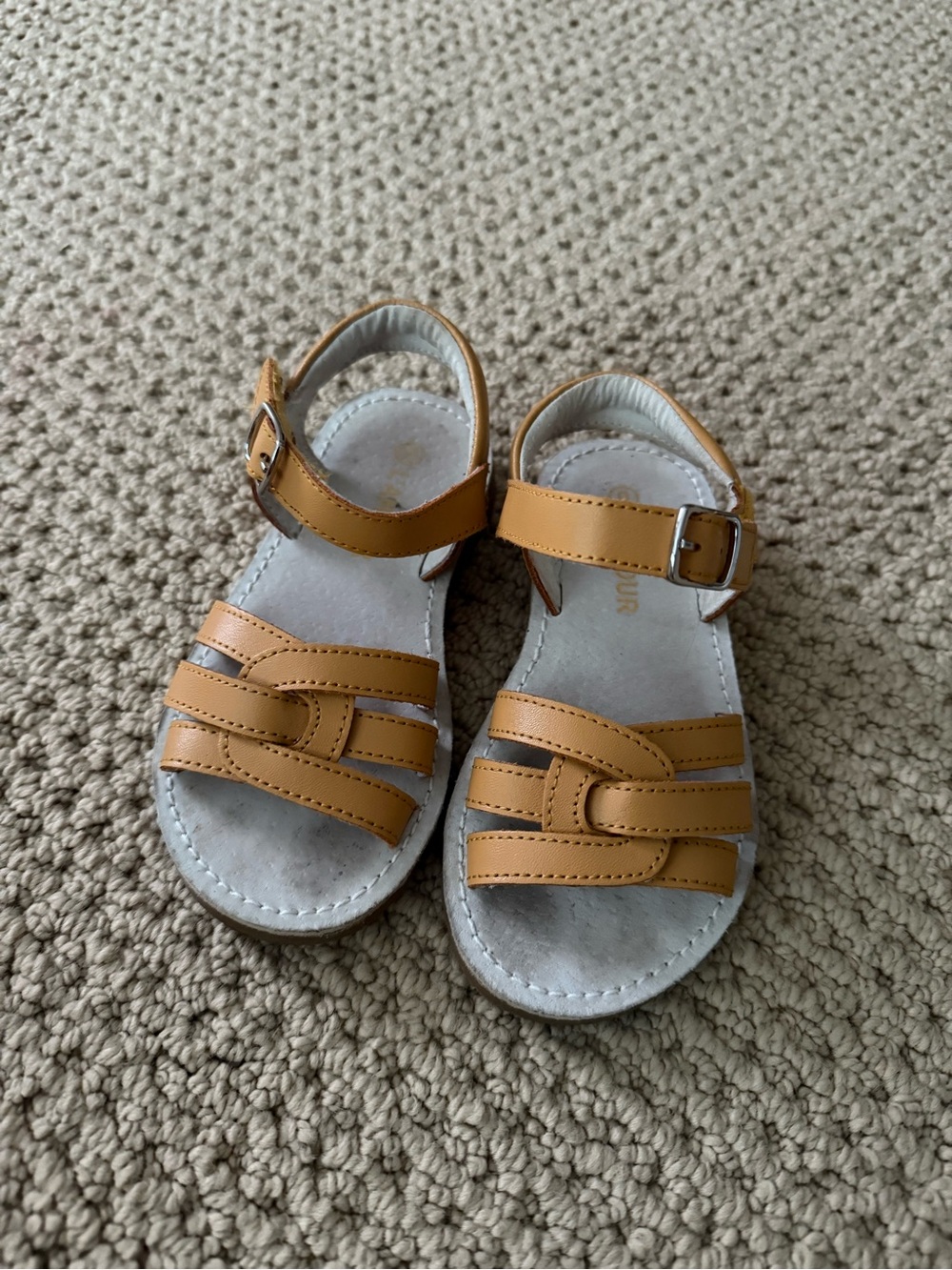 L'Amour Girls' Tan Strappy Buckle Sandals